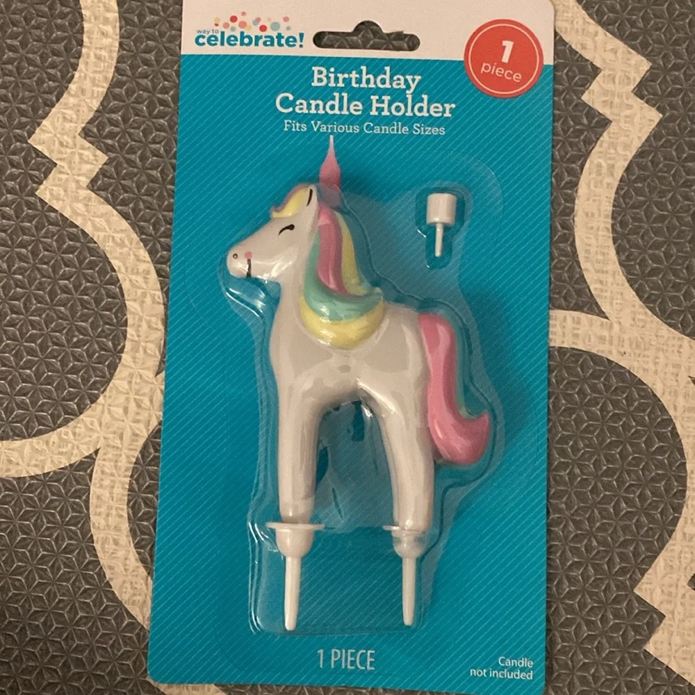 Unicorn Birthday Candle Holder and Party Candles